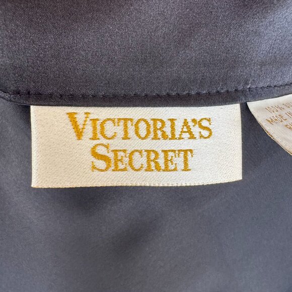 Vintage 80s Victorias Secret Gold Label black 100% Silk Tank Top Camisole Size M - Picture 7 of 9